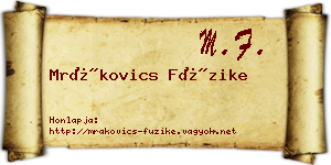Mrákovics Füzike névjegykártya